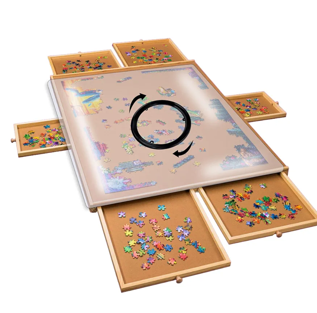 Gondola 2000 Piece Puzzle Board, Portable Puzzle Board with Drawers and Cover, Wooden Jigsaw Puzzle Tray - Adjustable Puzzle Boards, Lightweight Puzzle Table with 4 Drawers, Puzzle Accessories