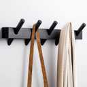 Solid Wooden Coat Rack Wall Mount,Removable Wood Wall Hooks for Hanging,Installation in Entrances Bathrooms and Utility Rooms for Storage(Black, 5 Hooks)