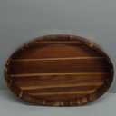 Oval Wood Ottoman Tray, 20 x 14.9 Inch Decorative Serving Tray for Coffee Table, Large Brown Wooden Tray for Living Room, Bedroom and Home Decor