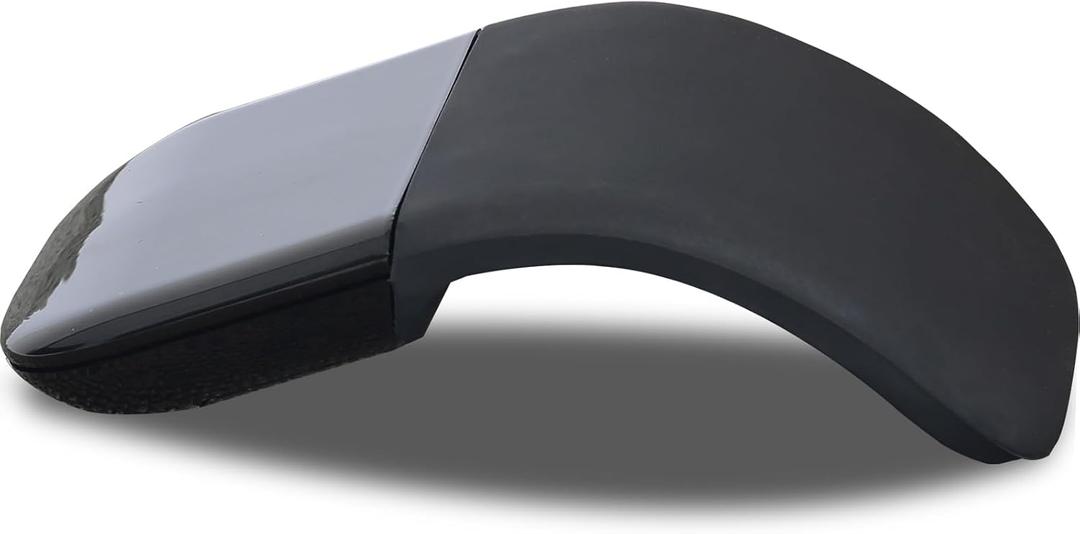 Bluetooth Arc Mouse - Portable Mini Folding Travel Mouse Without USB Receiver, Foldable Mice Suitable for Laptop, Tablet - Black