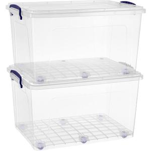 Superio Storage Bins with Lids, Clear Plastic Containers for Organizing, Stackable Totes, BPA Free, Odor Free, Organizer Boxes for Home, and Dorm (2 Pack, 44 Quart) (44 Qt (Wheeled))