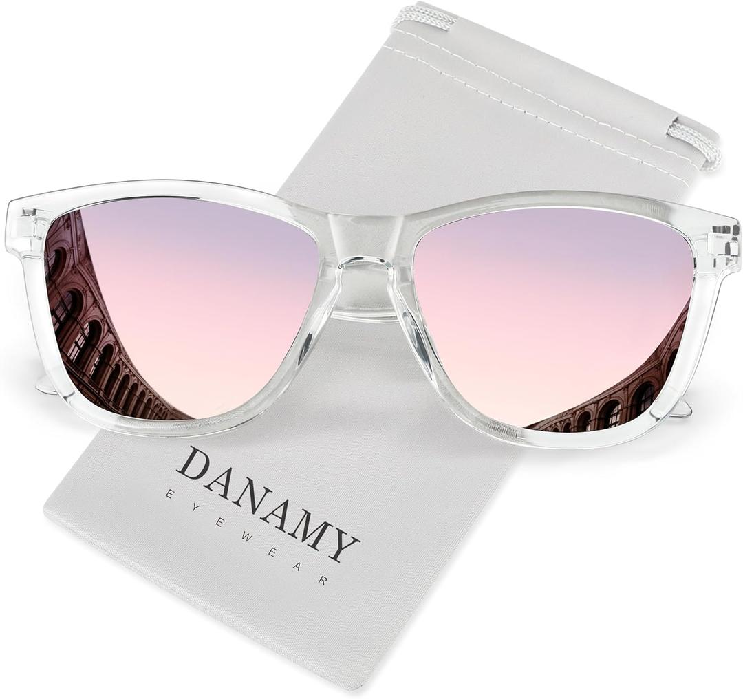 DANAMY Sunglasses Womens Polarized Sunglasses for Women Trendy Designer Mirrored UV400 Protection Sun Glasses
