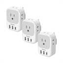 Type G Adapter for Travel 3 Pack, TESSAN US to UK Plug Adapter with 4 Outlets 3 USB Ports (1 USB C 20W), Ireland Power Adaptor for USA to England London Scotland Dubai Singapore Hong Kong British UAE