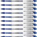 Uni-ball Vision Elite Rollerball Pens, Bold Point (0.8mm), Blue Ink, 12 count, Bundle with Plastic Reusable Pouch