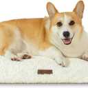 VERABE Fluffy Reversible Dog Bed Mat - Ultra Soft & Machine Washable Dog Crate Pad fit for Metal Kennel, Cozy Sleeping Mat, 35" x 22", Beige