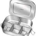 UPTRUST Stainless Steel Bento Lunch Food Box Container, 5-Compartment Large 1400ML Metal Bento Lunch Box Container for Kids or Adults with Lockable Clips to Leak Proof