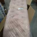Pink Velvet Storage Ottoman with Button Tufting, Metal Legs 