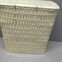 Coeusy 3 Gallon Paper Rope Bathroom Trash Can,Small Wicker Trash Cans with Lid and Liner,Woven Rattan Narrow Waste Basket for Bedroom,Office,White