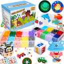 Meland Fuse Beads - 24000pcs Fuse Beads Kit for Kids, 24 Color 5MM Iron Beads Set with 4 Fluorescence Color, 6 Pegboards - Craft Kits Gifts for Birthday Christmas, 24000 Pcs Without Iron