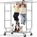 HOKEEPER Clothes Rack Heavy Duty Clothing Rack Load 650 LBS Collapsible Garment Rack with Wheels Double Rod Clothes Rack for Hanging Clothes Commercial Portable Closet Rack with Shelves 22"D*75"W*68"H