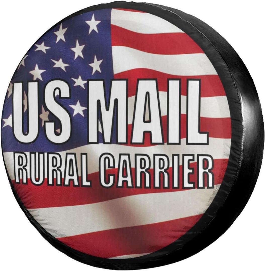 Foruidea Us Mail Rural Carrier Spare Tire Cover Dust-Proof Wheel Tire Cover Fit Trailer, RV, SUV and Many Vehicle 15 Inch