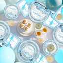 Avezano 96 PCS Little Pumpkin Baby Shower Decorations Blue Pumpkin Plates and Napkins for Boys Fall Autumn Baby Shower Decoration Supplies, Serves 24