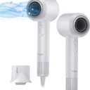 High Speed Ionic Hair Dryer, 1500W, Fast Dry with 110,000RPM High-Speed Brushless Motor, 600M Negative Ions, Blow Dryer Without Heat Damage, Low Noise, for Home Travel with Magnetic Nozzle (White)