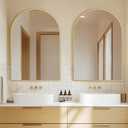 Arched Bathroom Mirror for Wall, 36" x 24" Gold Metal Frame Vanity Mirror, HD Glass Over Sink for Bathroom, Entryway, Bedroom