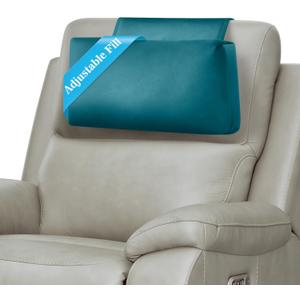 Recliner Headrest Pillow, Adjustable Neck & Head Support Pillow, Soft Velvet Non-Slip Headrest for Recliner, Couch, Chair, Sofa (Teal)