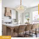 Nordic Bubble Ball Chandelier Dia 26" Modern Gold 9 Lights Swirled Clear Ribbed Blown Glass Chandelier Light Fixture for Living Room Dining Room Kitchen Foyer Entryway