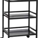 Amazon Basics 3-Tier Metal Rolling Utility Cart, Storage Organizer, Multifunctional Storage, Mobile Shelving, Black