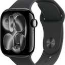 Apple Watch Series 11 [GPS 42mm] Smartwatch with Jet Black Aluminum Case with Black Sport Band - S/M. Sleep Score, Fitness Tracker, Health Monitoring, Always-On Display, Water Resistant