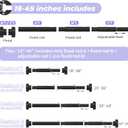 Black Shower Curtain Rod 18 to 49Inch:Small Spring Tension Shower Rods for Bathroom Kitchen Doorway,Modern Heavy Duty Adjustable Tension Shower Curtain Rod No Drilling No-Slip Easy Install,Black