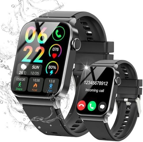 STECEi Smart Watch for Men Women Bluetooth Call, 1.85" HD Screen Smartwatch with Heart Rate/Sleep Monitor, 110+ Sport Modes Activity Trackers IP68 Waterproof, Fitness Watch Android iOS, Carbon Black