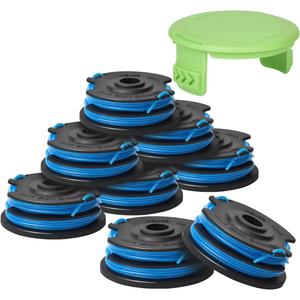 Weed Eater Dual Line String Trimmer Replacement Spool for Greenworks .29082/29242 065-Inch Dual LineCompatible with Greenworks Models 21212 and 21272 8 Spools, 1 Cap