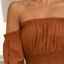 ZESICA Women's Boho Off Shoulder Wedding Guest Dress 2026 Spring Summer Side Split Flowy A Line Long Maxi Dresses (Brown, L)