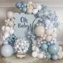 Dusty Blue Balloons Garland Arch Kit 139Pcs Fog Blue White Sand Balloons for Baby Shower Birthday Bear Theme Wedding Bride Anniversary Gender Reveal Party Decorations for Boy Girl Adult