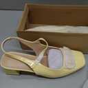 Yellow Slingback Mary Janes Shoes for Women Square Toe Pump Shoes Low Chunky Heels with Buckle Ankle Strap Daily Party Dessy Size 8.5 (Yellow)