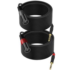 LanSenSu XLR to 1/4 TRS Stereo Adapter,XLR Male to 1/4 Inch (6.35mm) Stereo Balanced Microphone Stereo Audio Converter AdapterCable 2Pack (6.35mm to XLR Male-25ft)