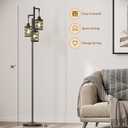 Oneach 70" Industrial Floor Lamp, Stepless Dimmable Standing Lamp with 3 Bulbs, Farmhouse Corner Standing Tree Lamp for Living Room, Tall Lamps for Bedroom, Office, Study Room, Dining Room, Black