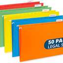 50 Legal Hanging File Folders, 50 Reinforced Hang Folders, Designed for Home and Office Color Coded File Organization, Legal Size, Assorted Colors, 50 Pack