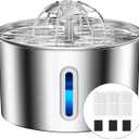 Cat Water Fountain Stainless Steel - 74oz/2.2L Pet Gift Dog Water Dispenser Automatic Silent Cats Dispenser for Drinking Indoor Metal Kitty Spout Fountains with 3 Filters & 3 Sponges Cat Dogs Gifts