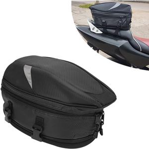 JFG RACING Motorcycle Tail Bag Seat Bag Saddlebags Luggage Bag Multifunctional PU Leather Motorbike Helmet Bag Storage Bag,18.5 Liters