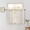 NICETOWN Linen Kitchen Curtains 36 Inch Length, Light Filtering Privacy Small Cafe Curtains 55" W, Linen Textured Elegant Short Window Treatments for Country Farmhouse Bedroom