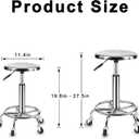 Rolling Stool, Stainless Steel Workbench Stool, Adjustable Swivel Stool Medical 5 Wheels, 304 Stainless Steel Structure Laboratory Round Pad, Load Capacity 445 lbs (Silver)