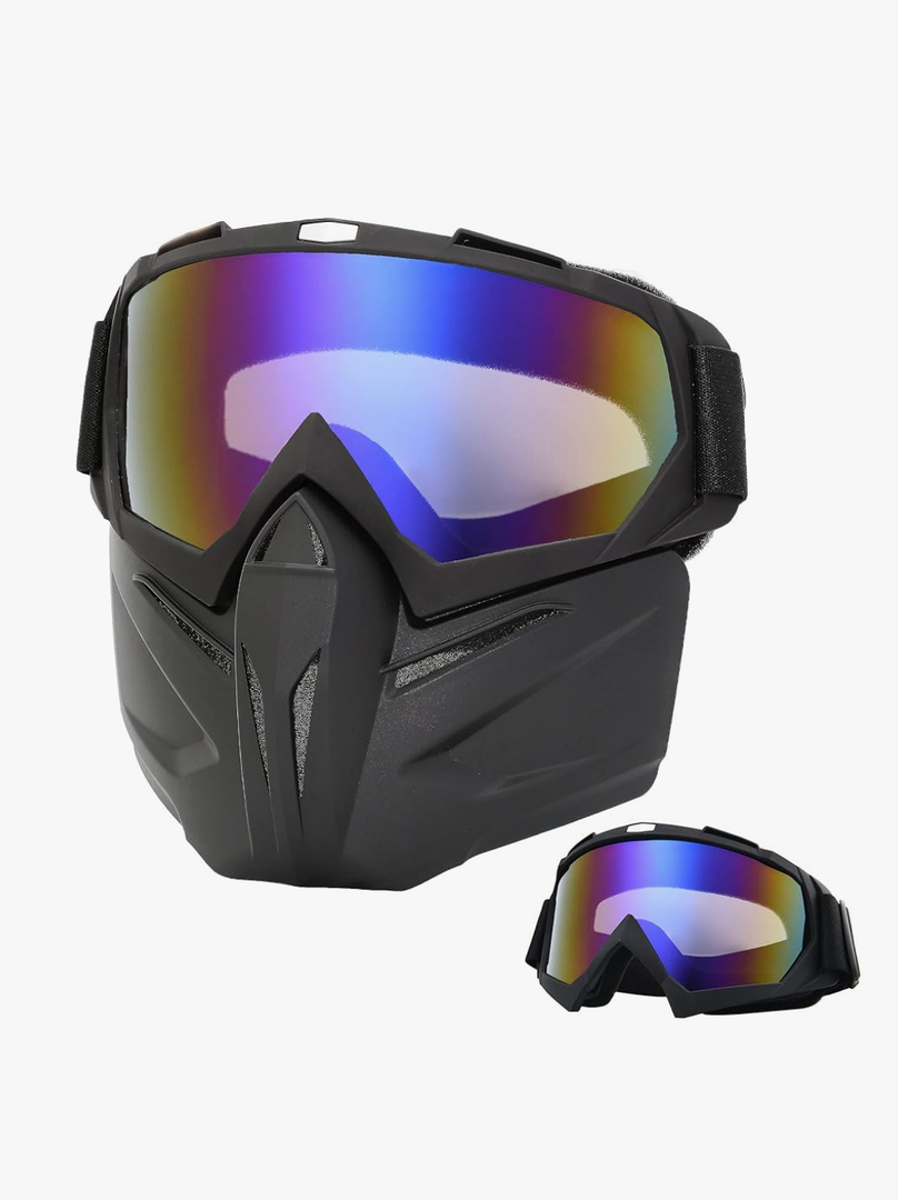 Motorcycle Helmet Riding Goggles Glasses With Removable Face Mask,Vintage Bullet Fight MotocroI (One Size)