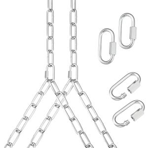 Heavy Duty Porch Swing Hanging Chain Kit (2 Pack) 1500 Lbs Capacity, Up to 7.1ft Length- Rustproof Zinc-Plated, 4 Quick Links & 2 Y-Chain Assemblies, Indoor/Outdoor Hanging Hardware(Silver)