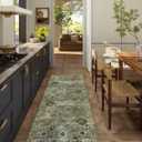 Washable Runners for Hallways Kitchen Rugs: 2'x6' Runner Rug Stain Resistant Non Slip Low Pile Soft Carpet Runners for Hallways Bedroom Kitchen Entryway Indoor Laundry Room Farmhouse (Green and Beige)