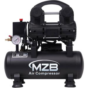 MZB 2.4 Gallon Ultra Quiet Air Compressor 110V/60Hz 1.0HP 5.65CFM, MAX 115PSI Steel Tanks Oil-Free 72dB Noise Level Air Compressor for Spray Painting, Auto Repair, Carpentry Decoration