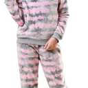 V.&GRIN Girls Fleece Pajamas, Soft Cozy Pullover Sweatshirt Pants Set for Kids 7-16 Years (Pink-gray) 7-8