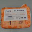 Pura Hypoallergenic Diapers, Size 1 (4-11 lbs.), Newborn, Totally Chlorine Free, Wetness Indicator, Suitable for Sensitive Skin, Soft Organic Cotton Comfort, Overnight, 1 Pack of 32 Baby Diapers