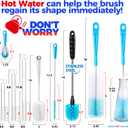 Holikme Bottle Brush Tube Cleaning Lab Set with Long Handle, Cup Cleaner for Washing Narrow Neck Beer Wine Decanter Pipes Lids Sinks Cap Covers, White