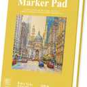 Marker Paper Sketchbook, 9"X12" Alcohol Marker Paper, 60 Sheets (200gsm/120lb) Marker Sketchbook Bleedproof, Professional Art Supplies for Adults & Teens. (Yellow)