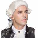 Men's Colonial Judge Wig Washington Costume 18th Century Gentleman Wig Historical Barrister Cosplay Wig for Halloween Christmas Party Aristocrat Court Costume Wig (White)