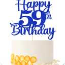 Kaoenla Happy 59th Birthday Cake Topper,Hello 59Cheers to 59 Years,59th Anniversary /59 years old birthday Party Decoration (59th, blue)