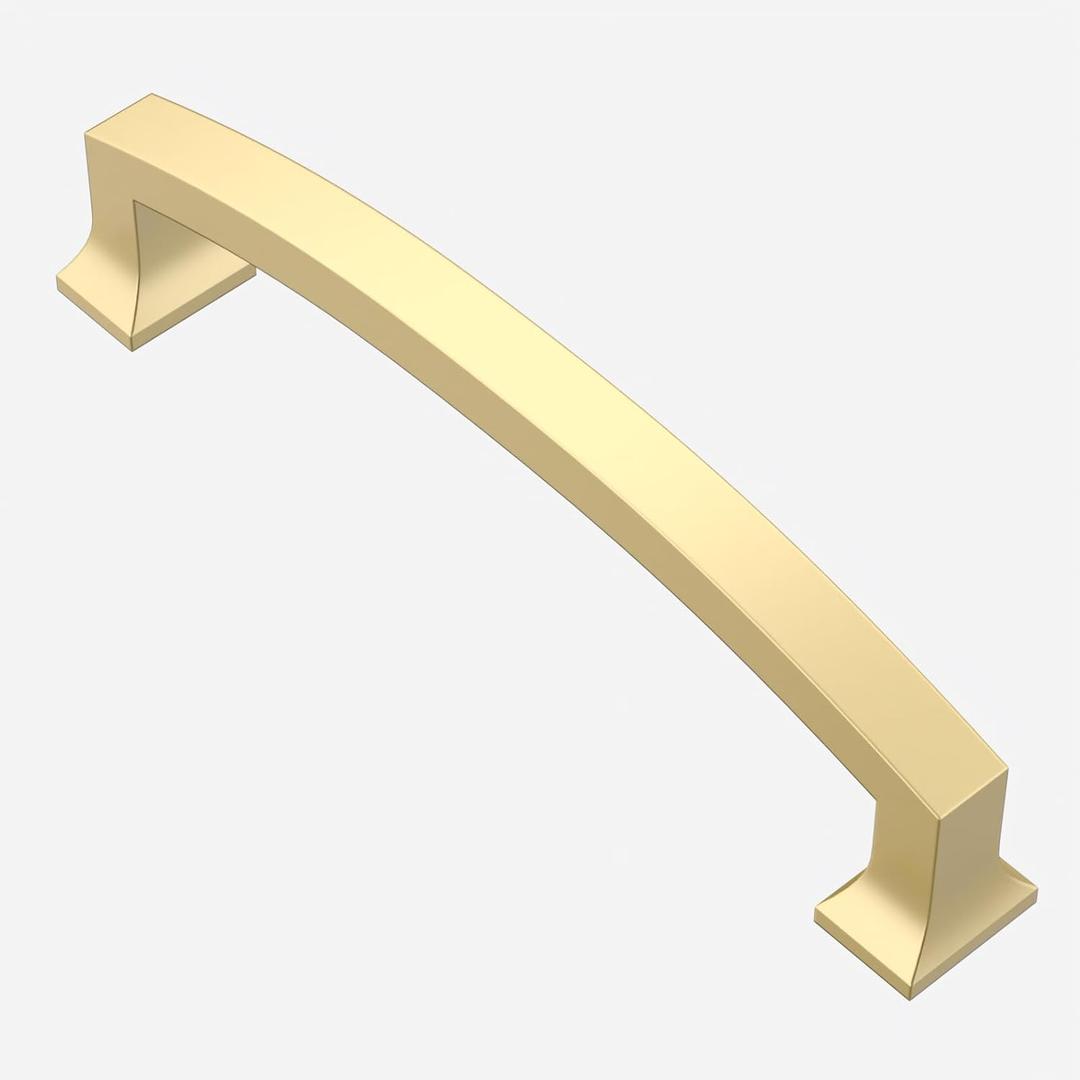 Asidrama 10 Pack 5 Inch(128mm) Brushed Gold Kitchen Cabinet Handles, Cabinet Pulls Kitchen Cabinet Hardware for Cupboard Drawer Pulls (5" Hole Center)