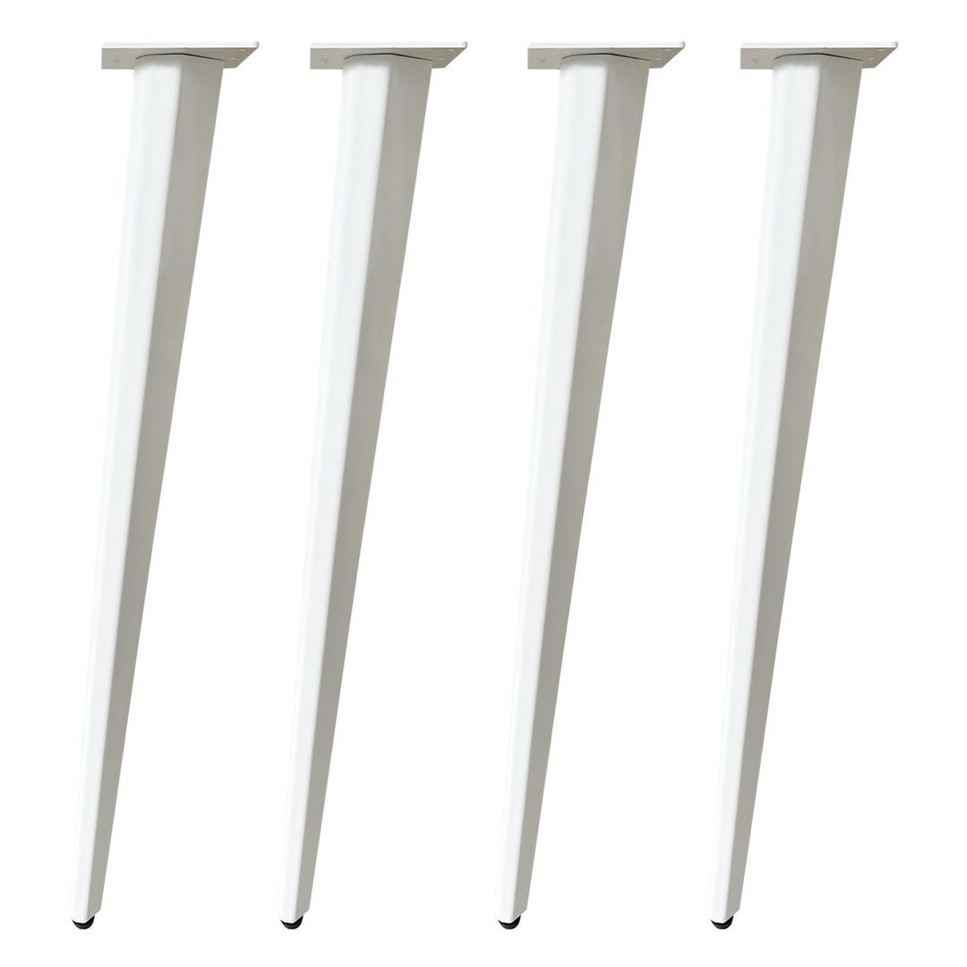 QLLY 28 inch Metal Slant Table Legs, Heavy Duty Desk Legs, Angled Furniture Legs, Easy Assembly - Ideal for Office Desks, and Modern Furniture, Set of 4 (White)