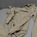 OQQ Women's Bodysuit Tops Invisible Zip Long Sleeve Crew Neck Bodysuits (Large, Oatmeal)