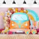 Groovy Photography Background Boho Rainbow Daisy Peace Love Decoration Hippie 70's Kids Birthday Party Backdrop Baby Shower Party Background (8X6FT)
