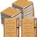 Yeaqee 30 Sets Employee Appreciation Gift Thank You Gifts 30 Pcs Inspirational Spiral Kraft Notebook and 30 Pcs Motivational Bamboo Pen Retractable Wooden Pen for Colleague Employee Nurse Teacher